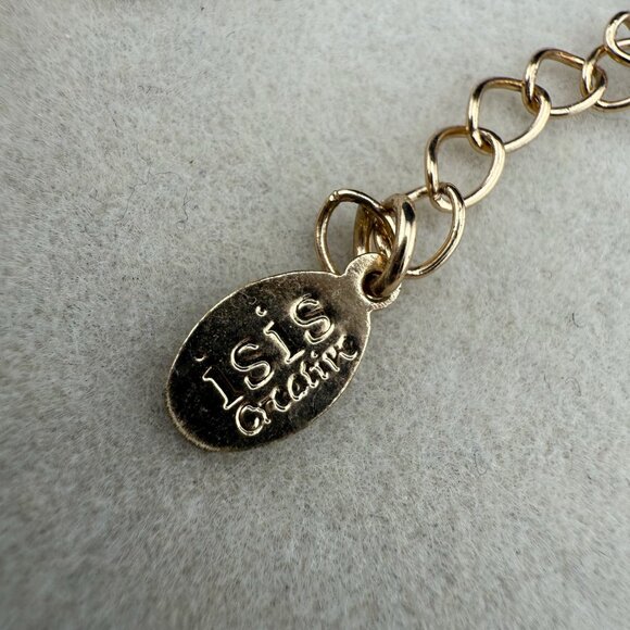 Gold-Tone Crystal Bracelet With Blue Glass Stones & Linked Oval Design By Isis C - Picture 6 of 7